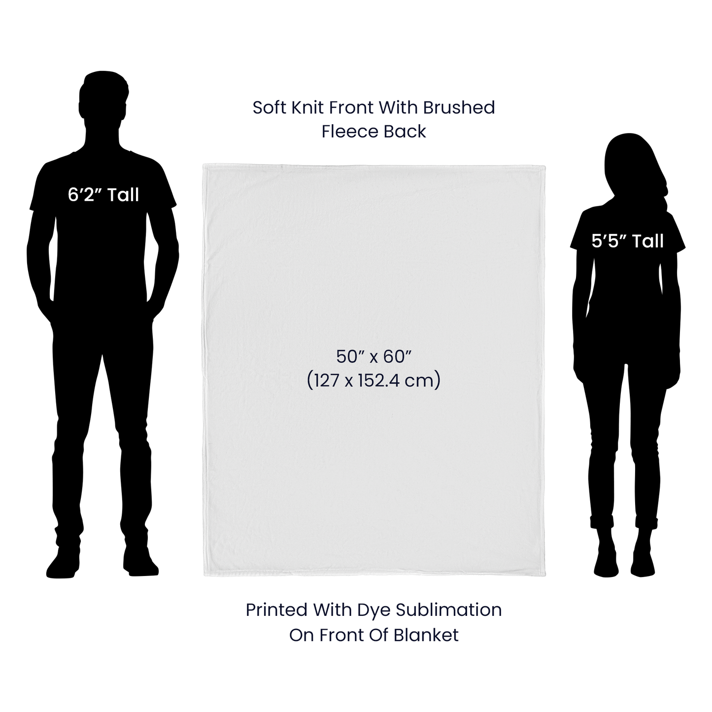 Size Chart for Jersey Fleece Blanket 50x60