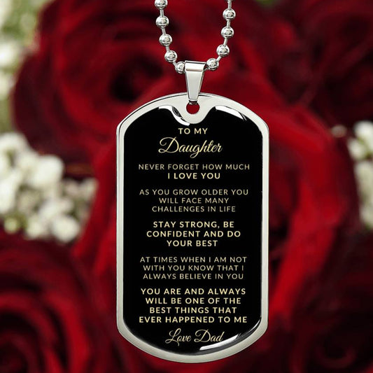 To My Daughter Love Dad | Keepsake Military Necklace | Custom Engrave on Back