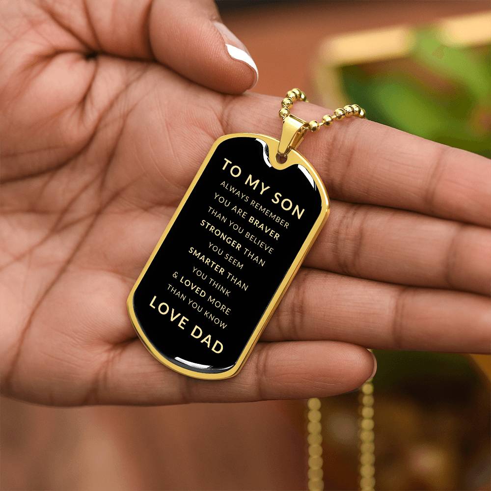 Gift for Son from Dad | Luxury Military Necklace and Dog Tag