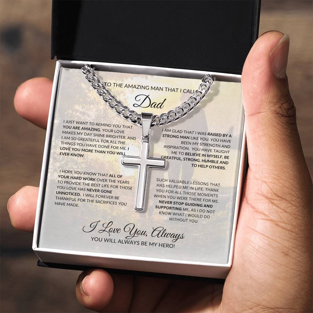To An Amazing Dad | Cuban Chain with Artisan Cross Necklace