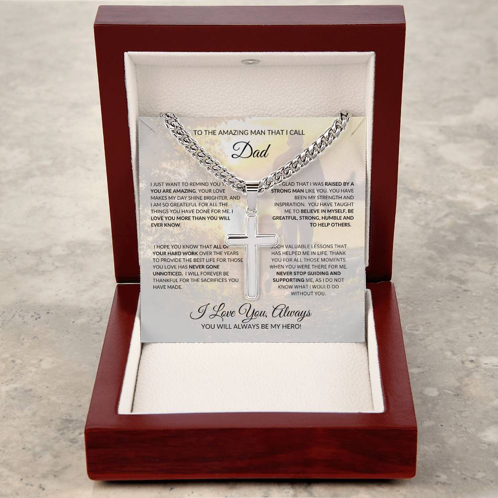 To An Amazing Dad | Cuban Chain with Artisan Cross Necklace