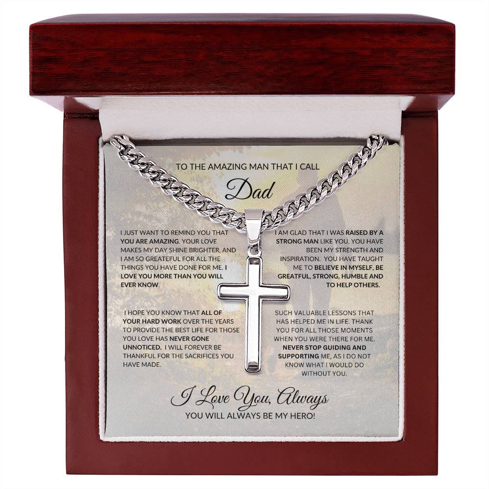 To An Amazing Dad | Cuban Chain with Artisan Cross Necklace