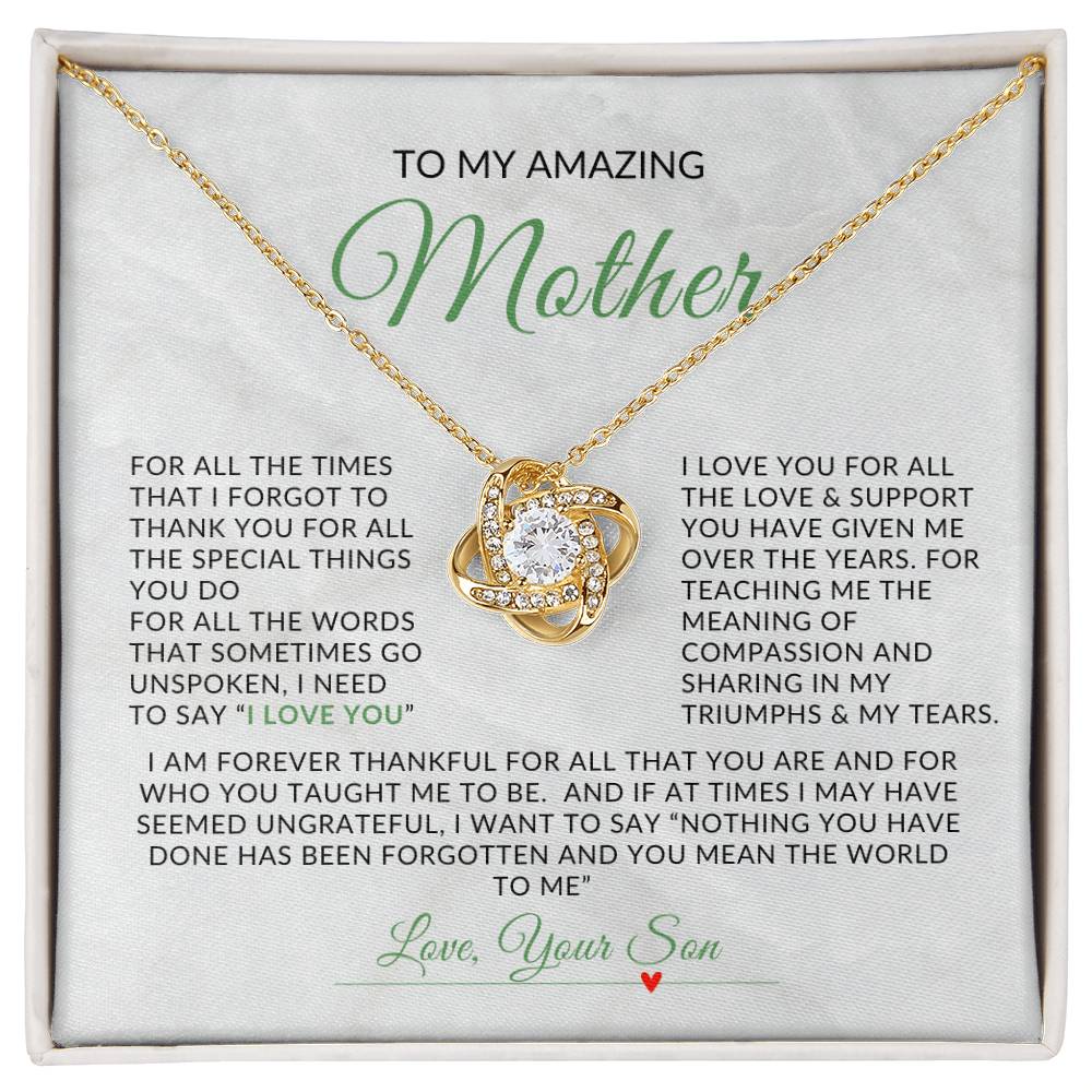 To My Amazing Mom | Love Knot Necklace | Gift For Mom From Son