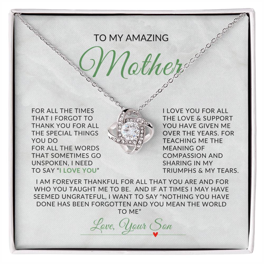 To My Amazing Mom | Love Knot Necklace | Gift For Mom From Son