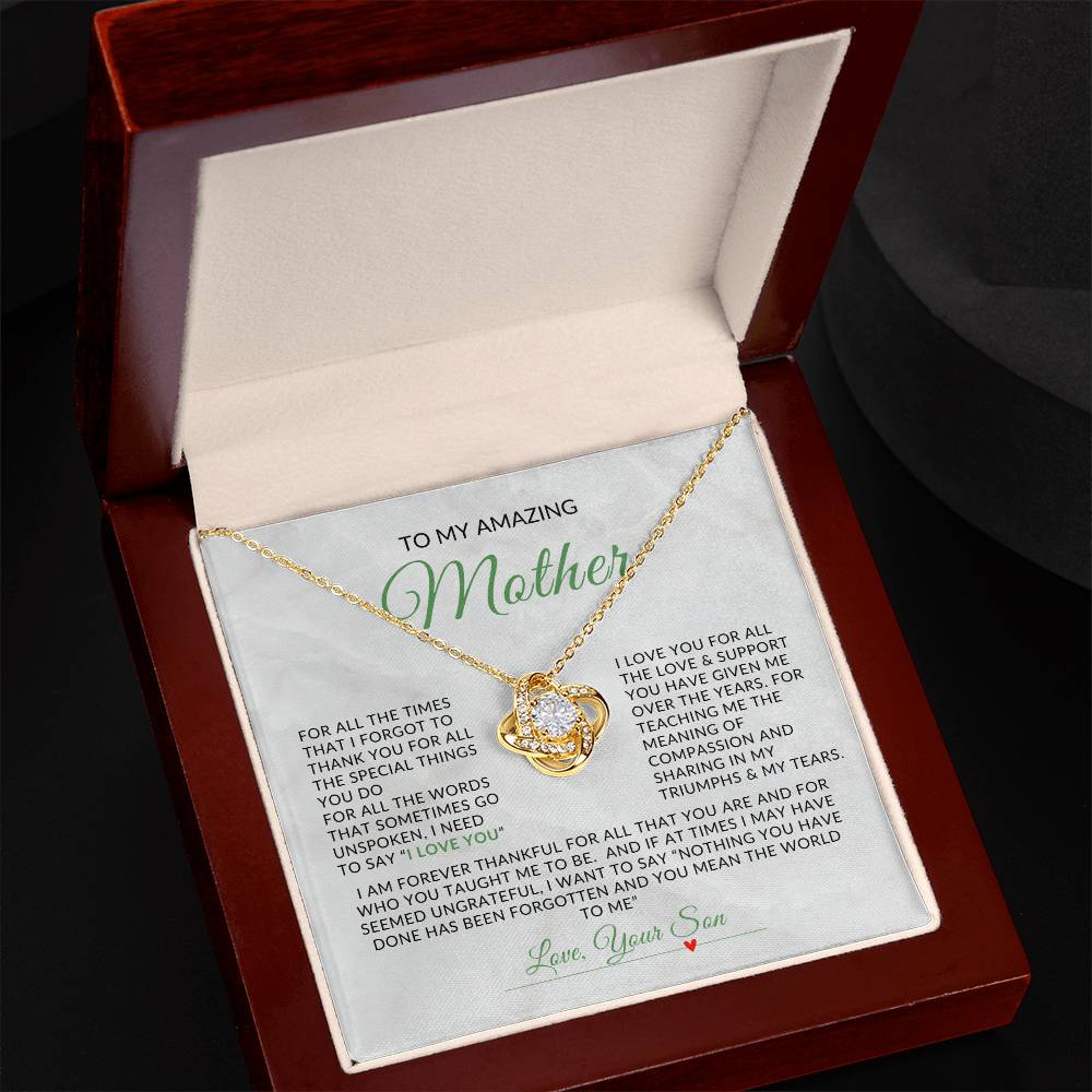 To My Amazing Mom | Love Knot Necklace | Gift For Mom From Son