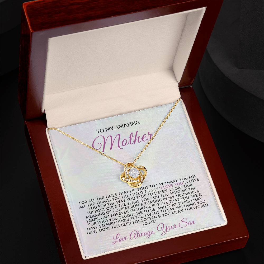 To My Amazing Mother | Love Knot Necklace | Gift from Son