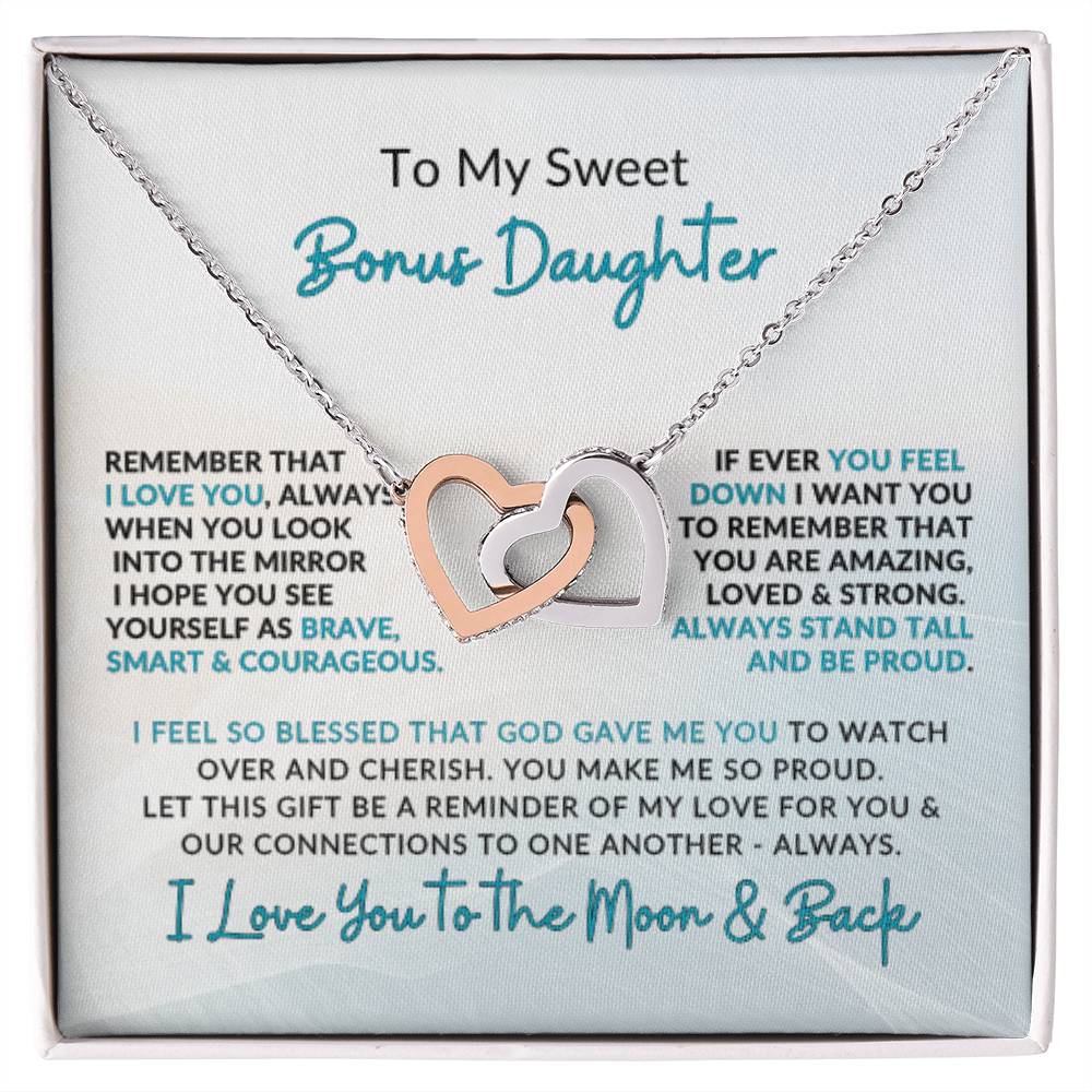 Interlocking Hearts | To Bonus Duaghter | I Love You to the Moon & Back