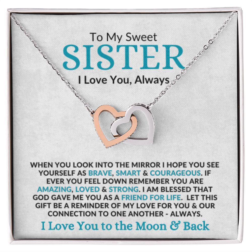 Interlocking Hearts | Special Gift to Sister | I Love You to the Moon & Back