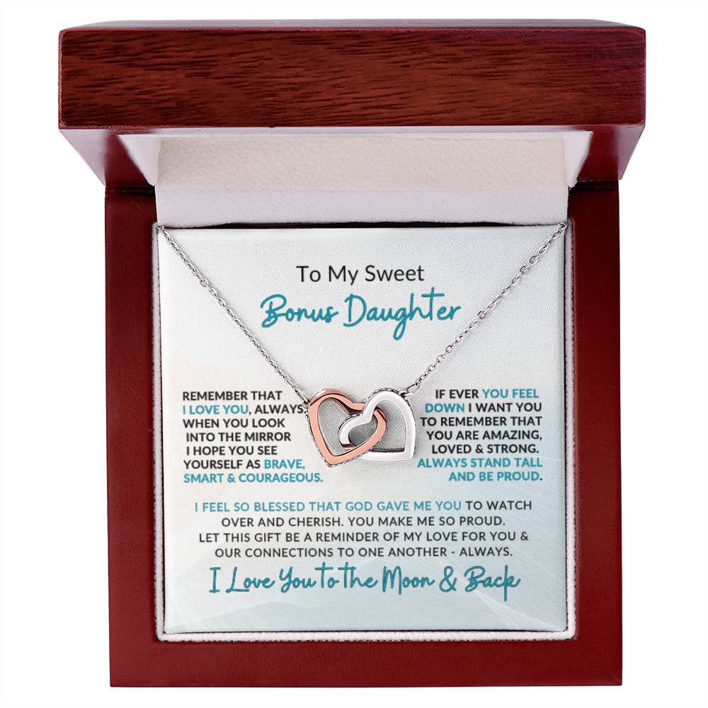 Interlocking Hearts | To Bonus Duaghter | I Love You to the Moon & Back