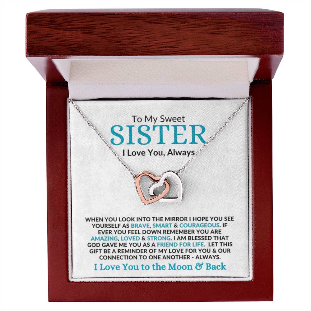Interlocking Hearts | Special Gift to Sister | I Love You to the Moon & Back