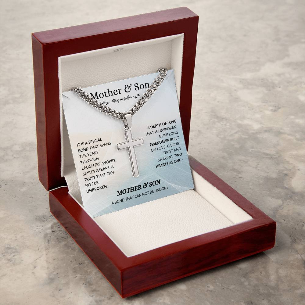 Unbreakable Bond Mother & Son | Cuban Chain with Artisan Cross Necklace