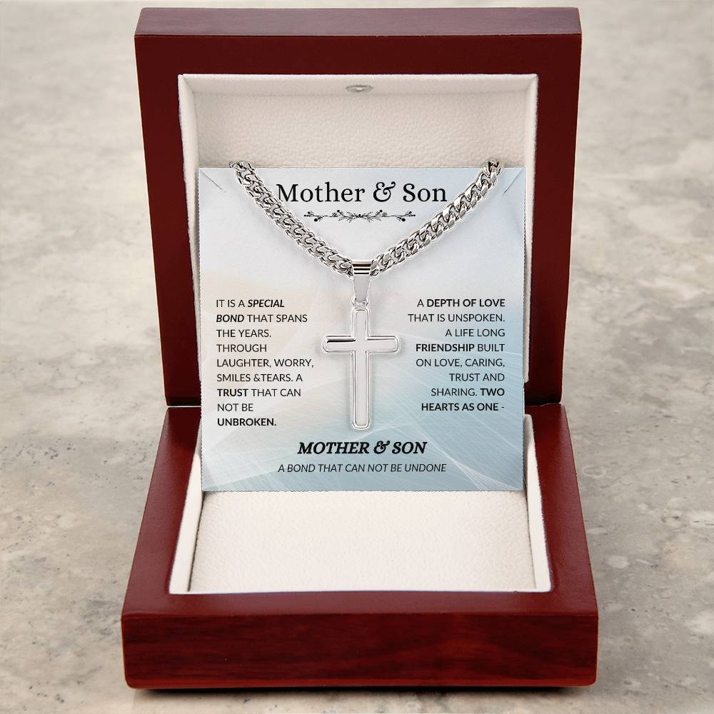 Unbreakable Bond Mother & Son | Cuban Chain with Artisan Cross Necklace
