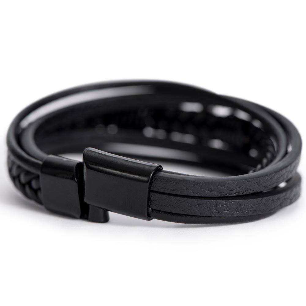 One Wish To My Husband | Men's Cross Leather Bracelet