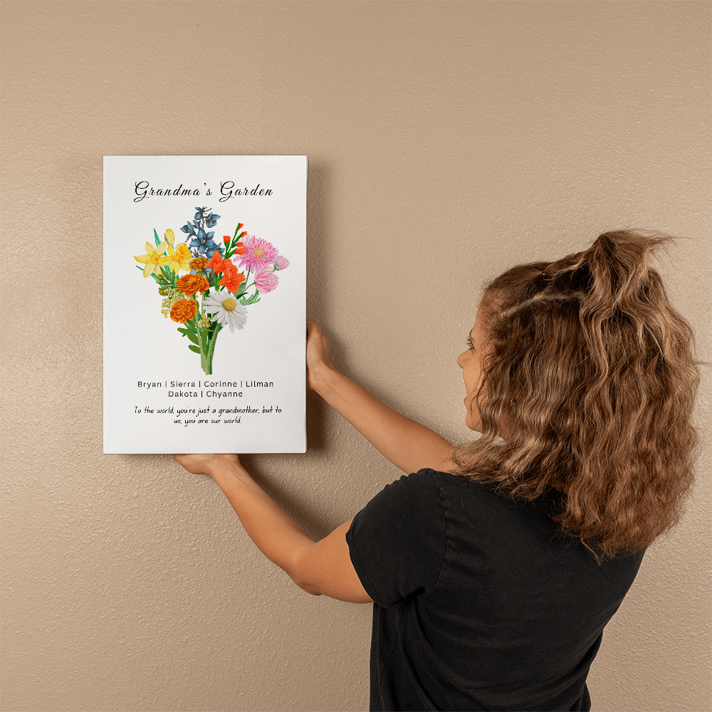 Grandma's Flower Garden | Grandchildren's Birth Flower| Wrapped Canvas