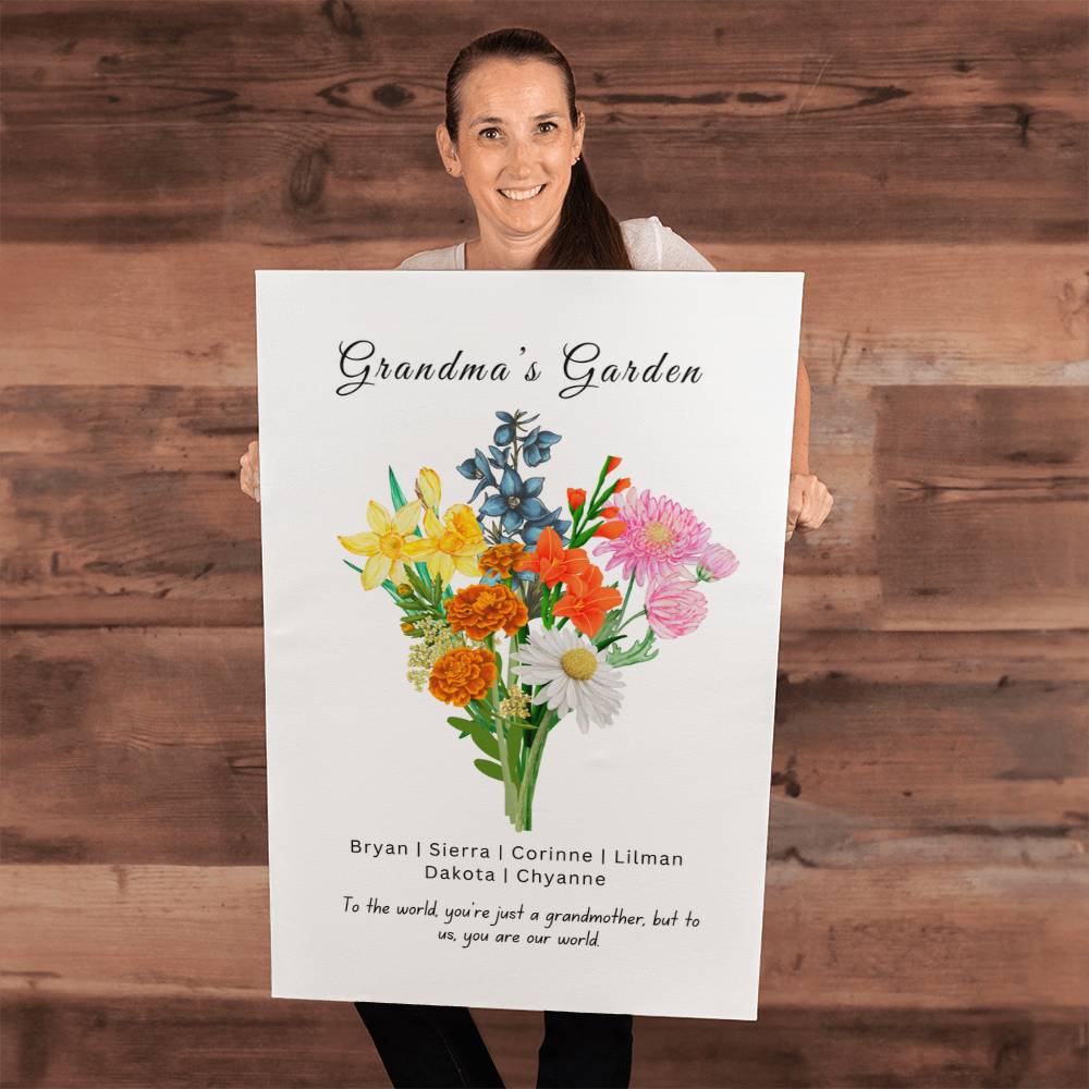 Grandma's Flower Garden | Grandchildren's Birth Flower| Wrapped Canvas
