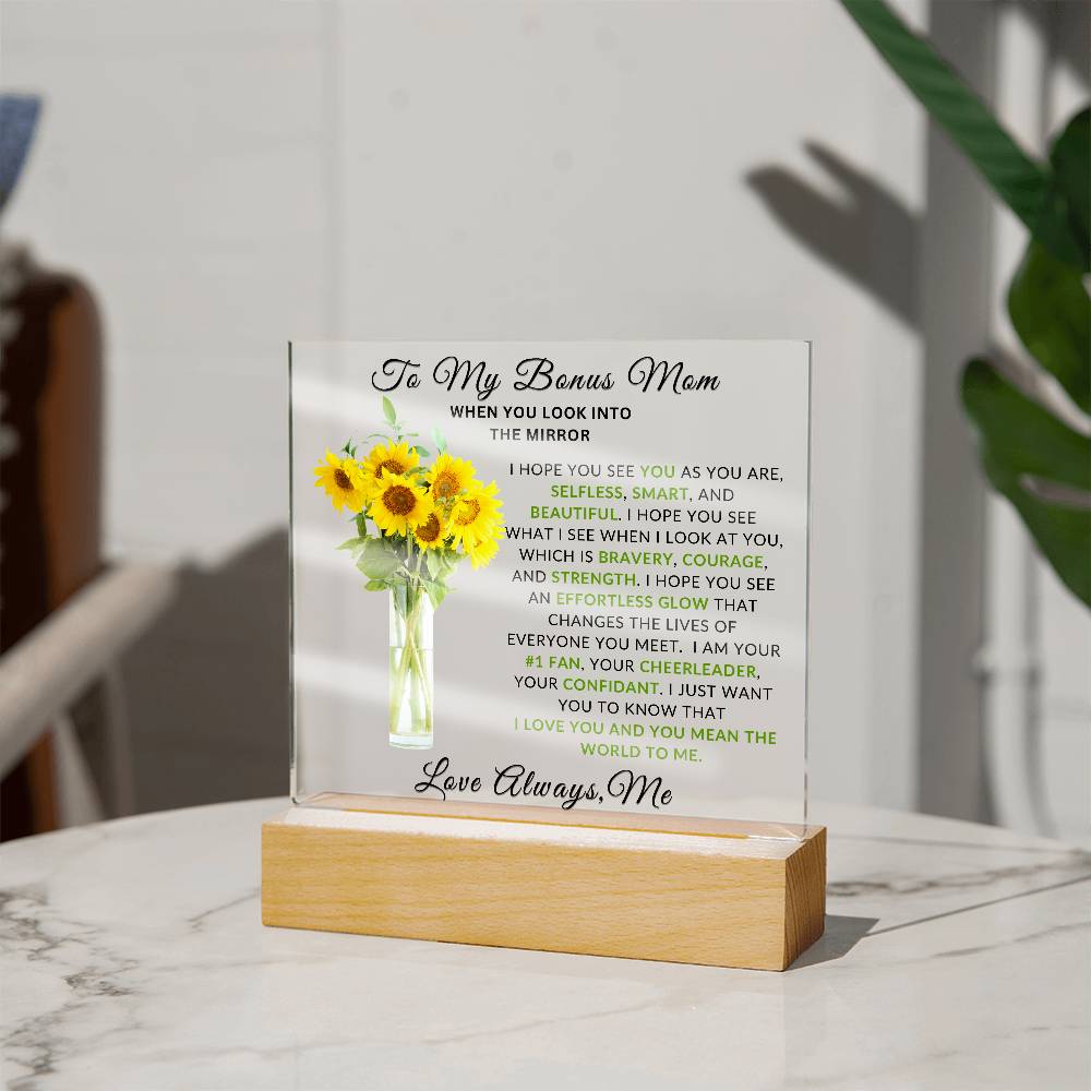 Special Gift For Bonus Mom | LED Acrylic Plaque