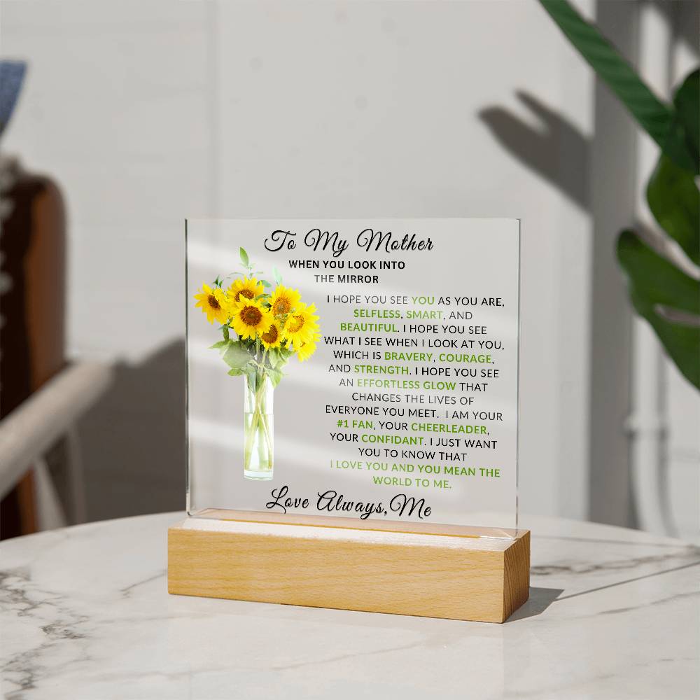 Special Unique Gift For Mom | LED Acrylic Plaque | From Son or Daughter