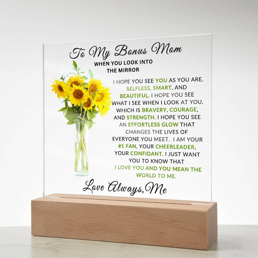 Special Gift For Bonus Mom | LED Acrylic Plaque