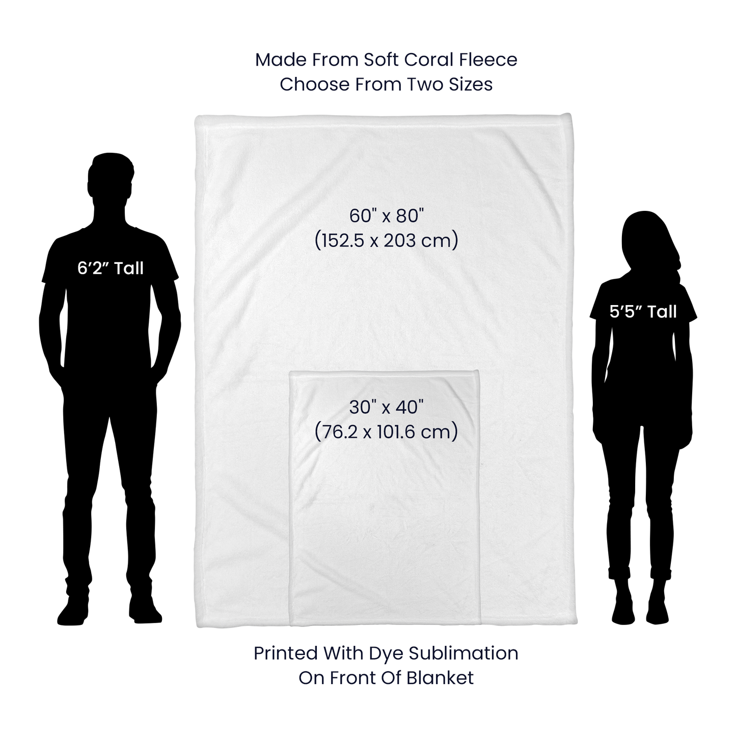 Size chart for the Coral Fleece blanket