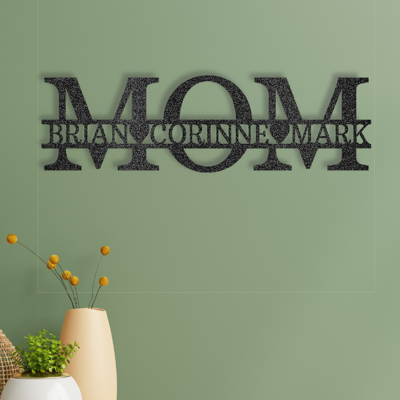 MOM Custom Metal sign - black on green background