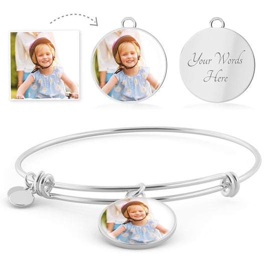 Custom Photo Circle Bangle - Silver