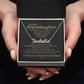 Granddaughter silver personalized name necklace displayed with heartfelt message card in gift box