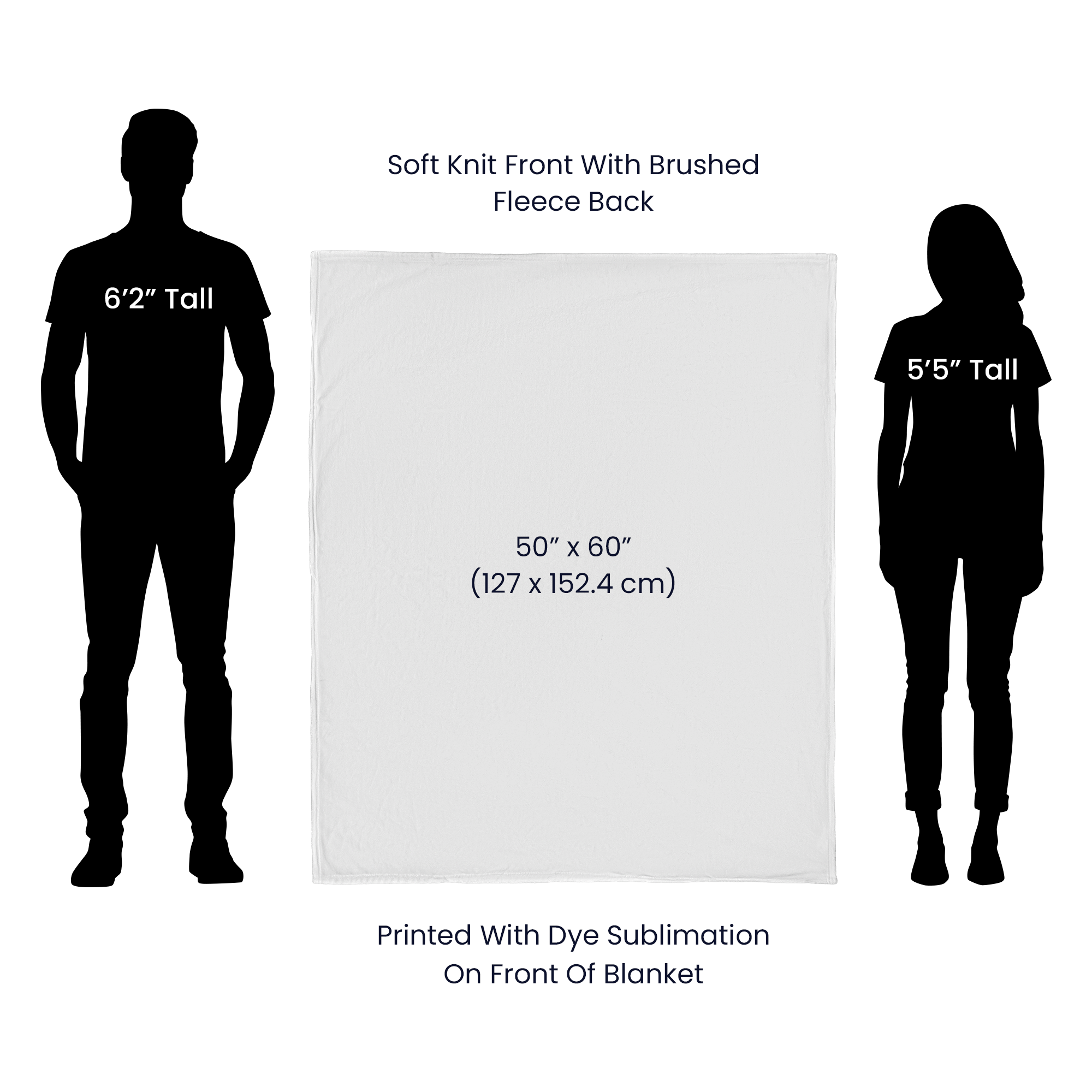 Size Chart for Jersey Fleece Blanket 50x60