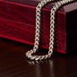 Men’s Cuban link chain necklace in polished stainless steel, classic everyday style