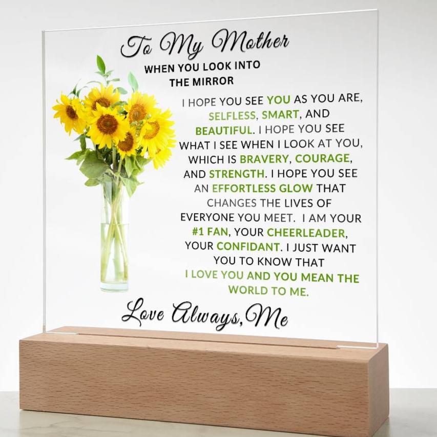 Special Gift for Mom – To My Mother LED Acrylic Plaque from Son or Daughter