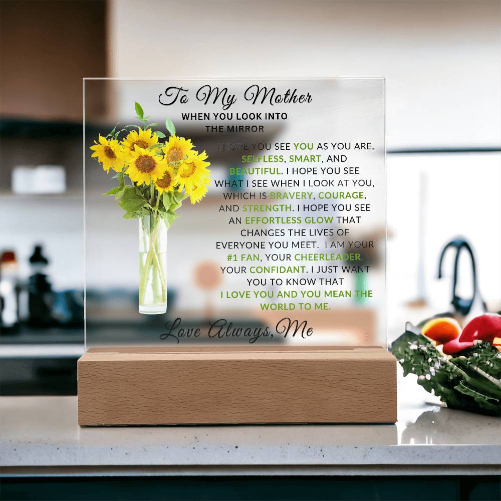 Meaningful Mother’s Day gift LED acrylic plaque with sunflower design