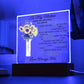 LED acrylic plaque for mom glowing blue with heartfelt mother message
