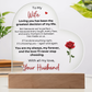 To My Wife heart acrylic plaque displayed on wooden LED base in home decor setting