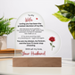 To My Wife heart acrylic plaque with LED base romantic gift from husband lifestyle scene