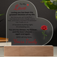 To My Love Heart Acrylic Plaque close up with dark background