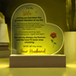 Heart acrylic plaque with yellow LED light romantic wife gift