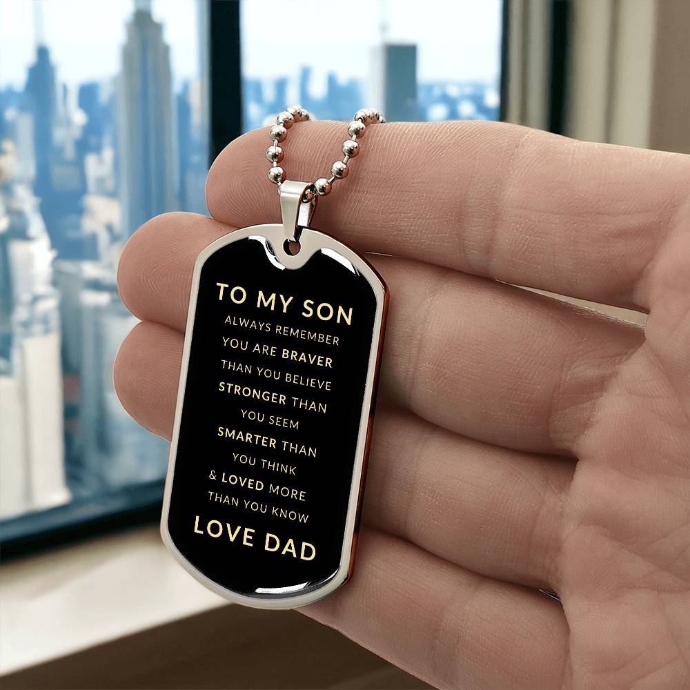 Gift for Son from Dad | Luxury Military Necklace and Dog Tag