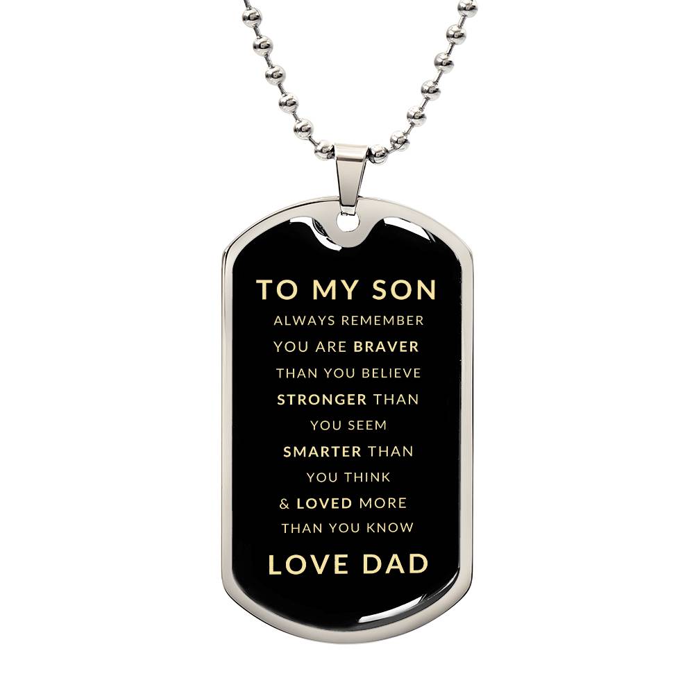 Gift for Son from Dad | Luxury Military Necklace and Dog Tag