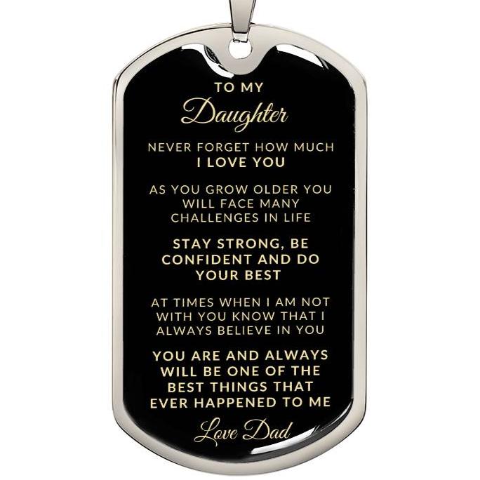 To My Daughter Love Dad | Keepsake Military Necklace | Custom Engrave on Back