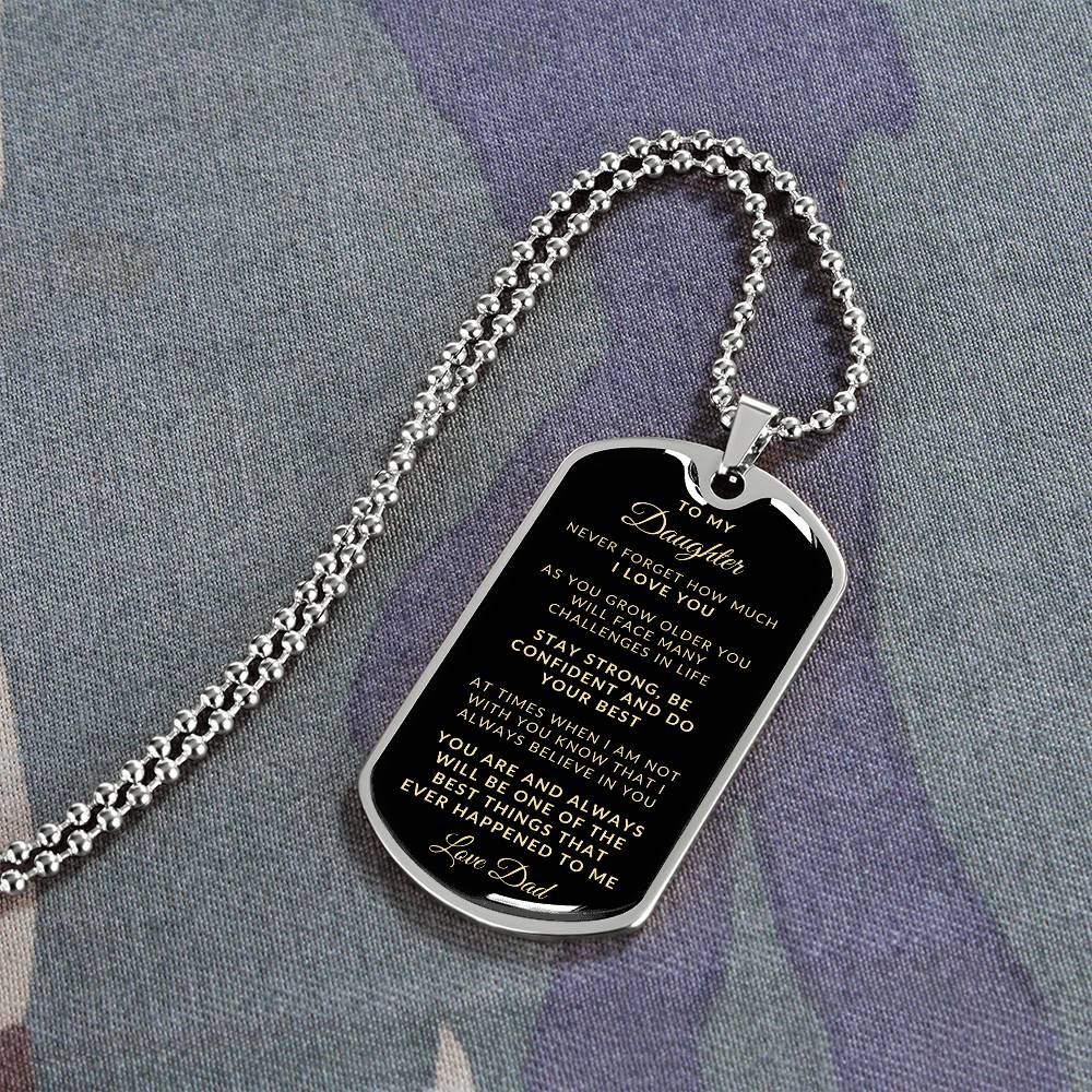 To My Daughter Love Dad | Keepsake Military Necklace | Custom Engrave on Back