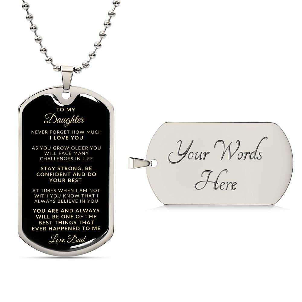 To My Daughter Love Dad | Keepsake Military Necklace | Custom Engrave on Back
