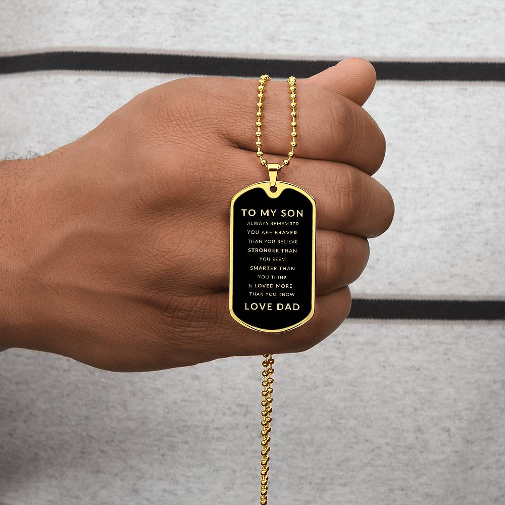 Gift for Son from Dad | Luxury Military Necklace and Dog Tag