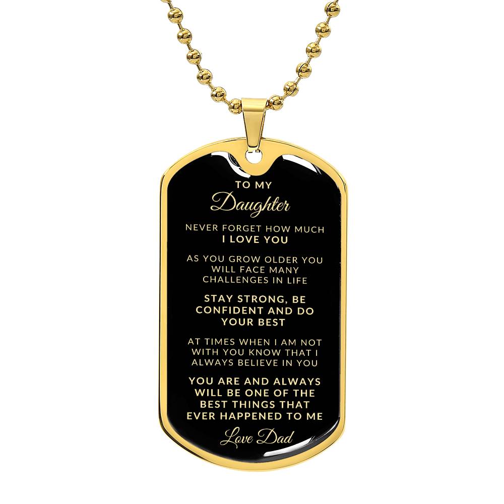 To My Daughter Love Dad | Keepsake Military Necklace | Custom Engrave on Back