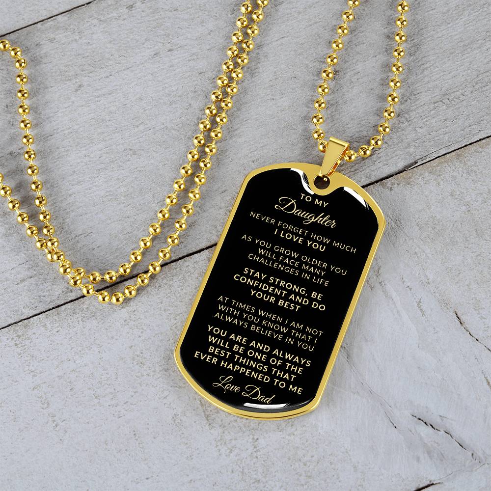 To My Daughter Love Dad | Keepsake Military Necklace | Custom Engrave on Back