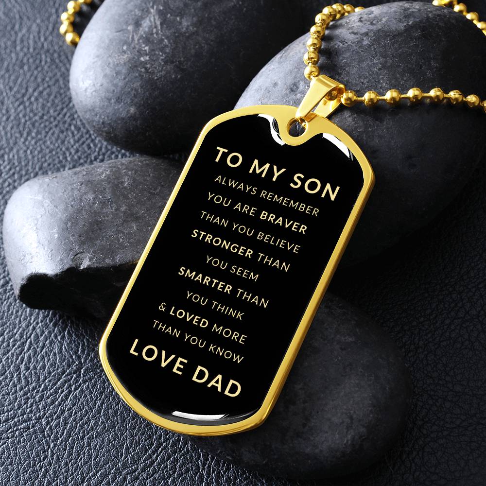 Gift for Son from Dad | Luxury Military Necklace and Dog Tag