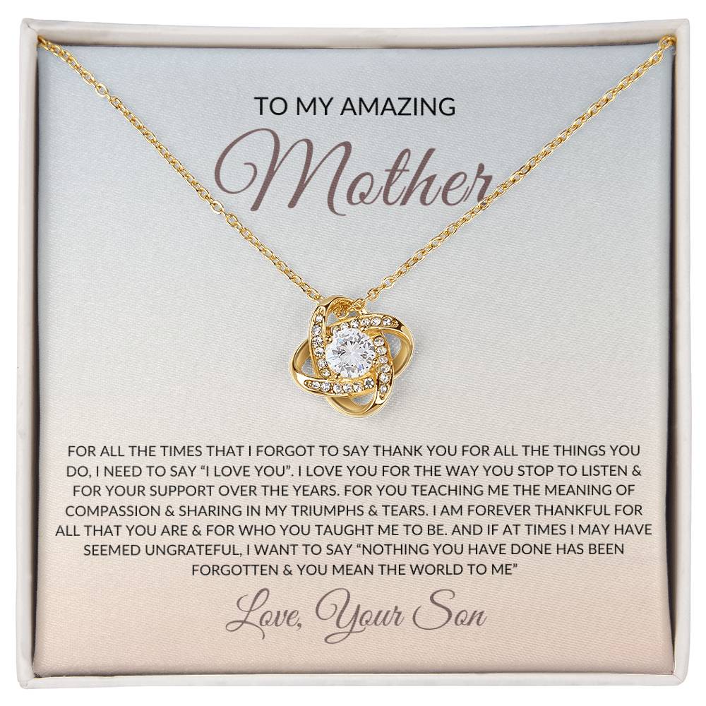 To My Amazing Mom from Son | Love Knot Necklace