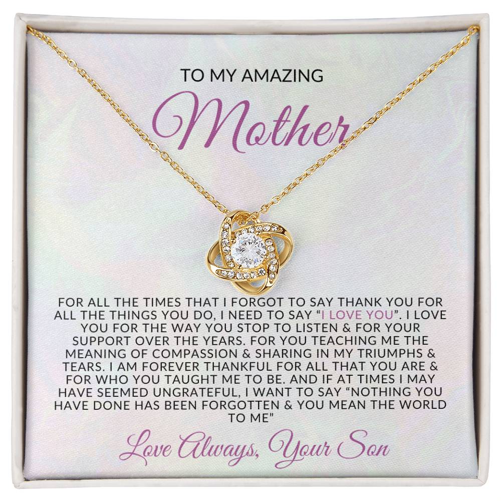 To My Amazing Mother | Love Knot Necklace | Gift from Son