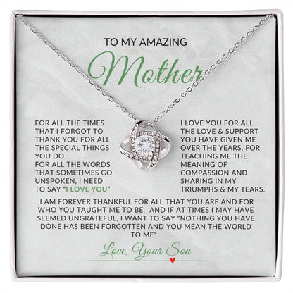 To My Amazing Mom | Love Knot Necklace | Gift For Mom From Son