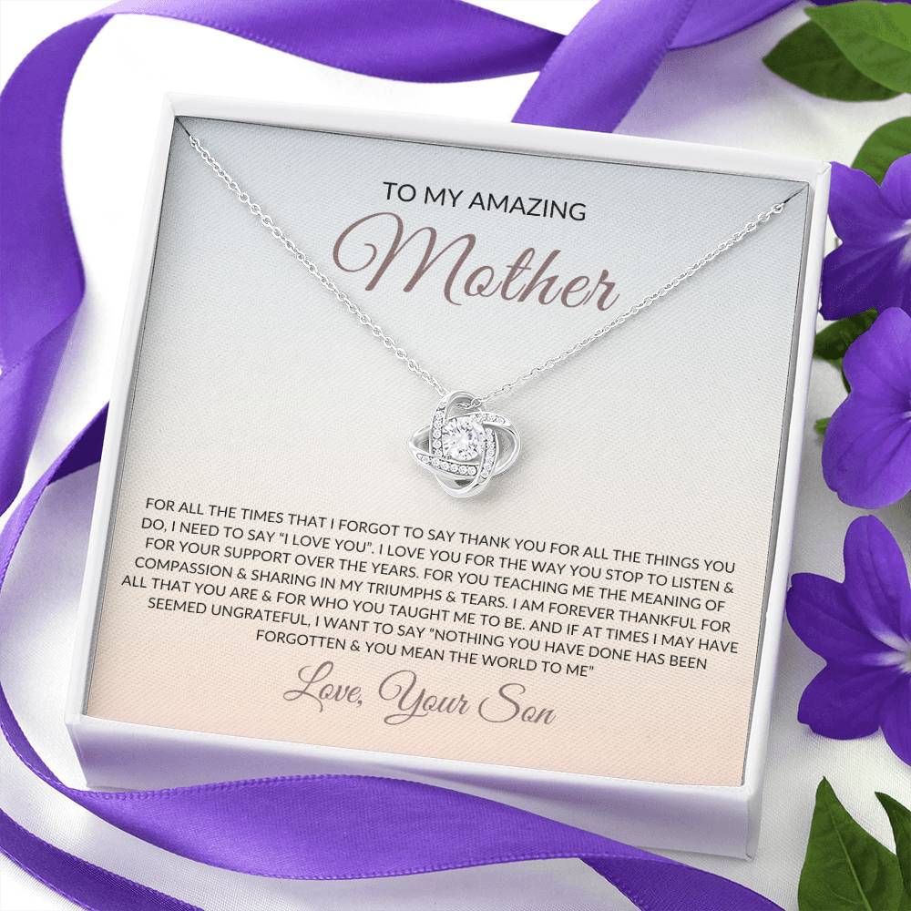 To My Amazing Mom from Son | Love Knot Necklace