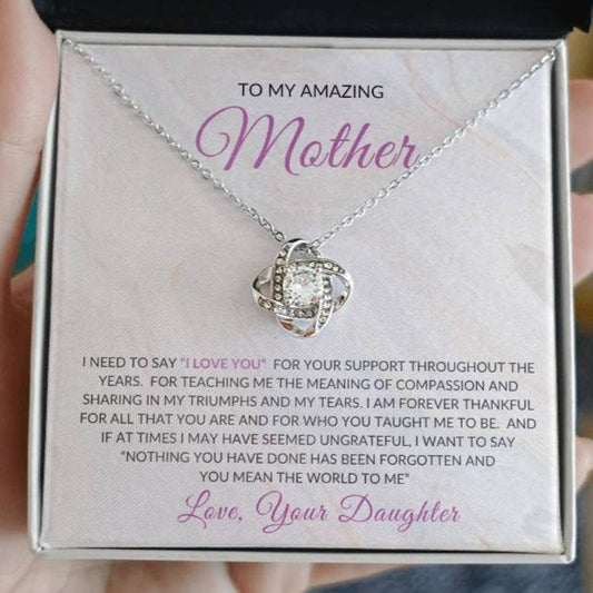 To My Amazing Mother | Love Knot Necklace | From Daughter