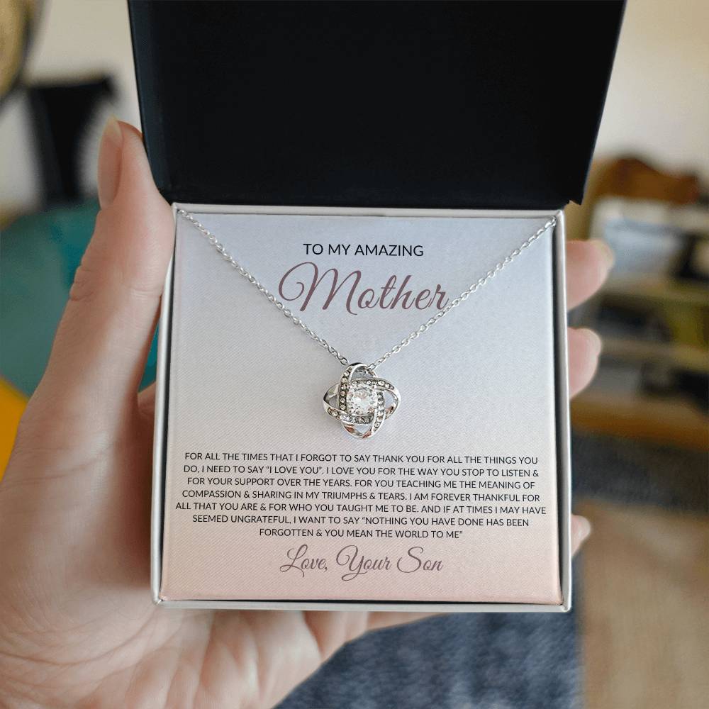 To My Amazing Mom from Son | Love Knot Necklace